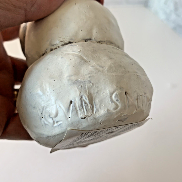 Kevin Smith Snowman Figure Folk Art Black Hat Scarf Snowflake Wand Glittered 6” - Picture 4 of 9